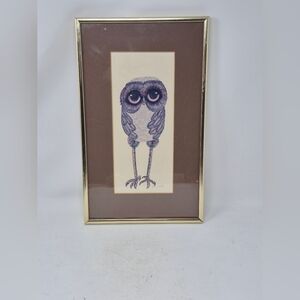 Vintage Framed Glenn Heath Big Eyed Owl Print